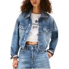 Tommy Hilfiger Girl Back Logo Cropped Oversized Denim Jacket