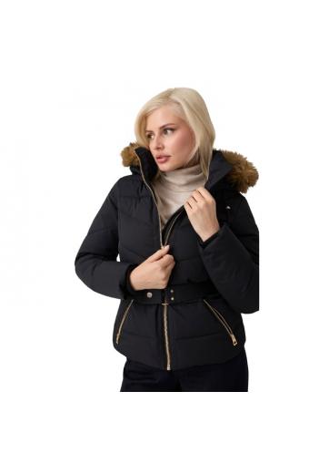 Guess New Fatema Short Belted Puffer Μαύρο 