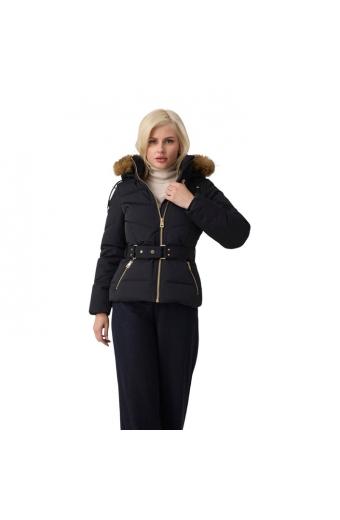 Guess New Fatema Short Belted Puffer Μαύρο 