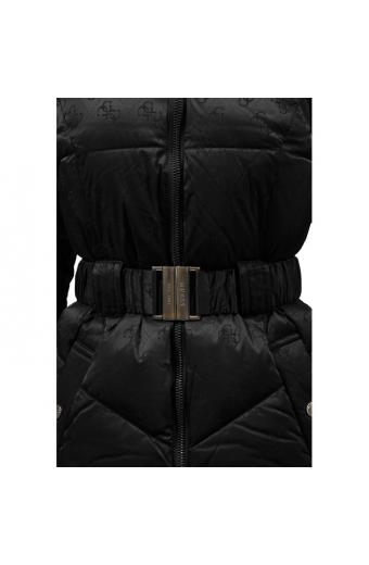 Guess Seline Logo Midi Puffer Μαυρο