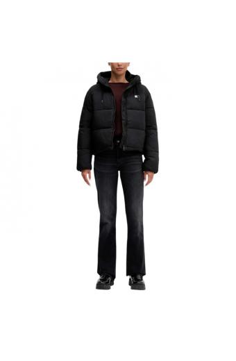 Tommy Hilfiger Κοντό Γυναικείο Puffer Μπουφάν Μαύρο