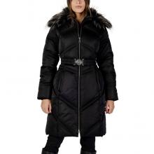 Guess Alienor Long Belted Puffer Μαύρο