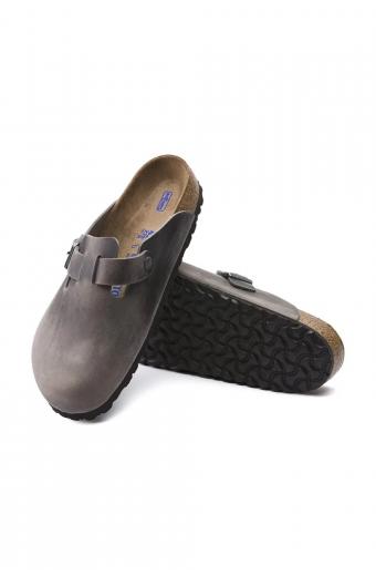 Birkenstock Boston Soft Footbed Oiled Leather Iron Grey