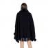Morgan De Toi Poncho with pom-poms Μαύρο