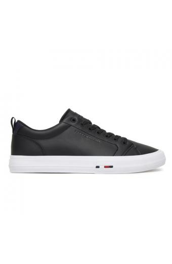Tommy Hilfiger Ανδρικά Δερμάτινα Sneakers Μαύρα