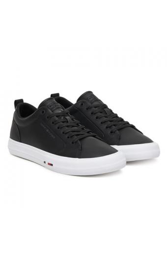 Tommy Hilfiger Ανδρικά Δερμάτινα Sneakers Μαύρα