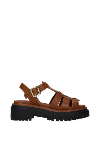 Prada cage-strap platform sandals Καφέ 