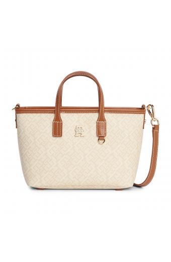 Tommy Hilfiger Tommy Δερμάτινη Γυναικεία Τσάντα Tote Χειρός Μπεζ