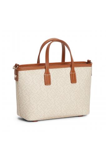 Tommy Hilfiger Tommy Δερμάτινη Γυναικεία Τσάντα Tote Χειρός Μπεζ