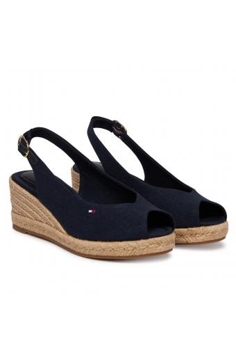 Tommy Hilfiger Εσπαντρίγιες Mid Wedge Espad Slingback Σκούρο μπλε
