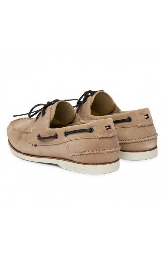 Tommy Hilfiger Suede Ανδρικά Boat Shoes Μπεζ 
